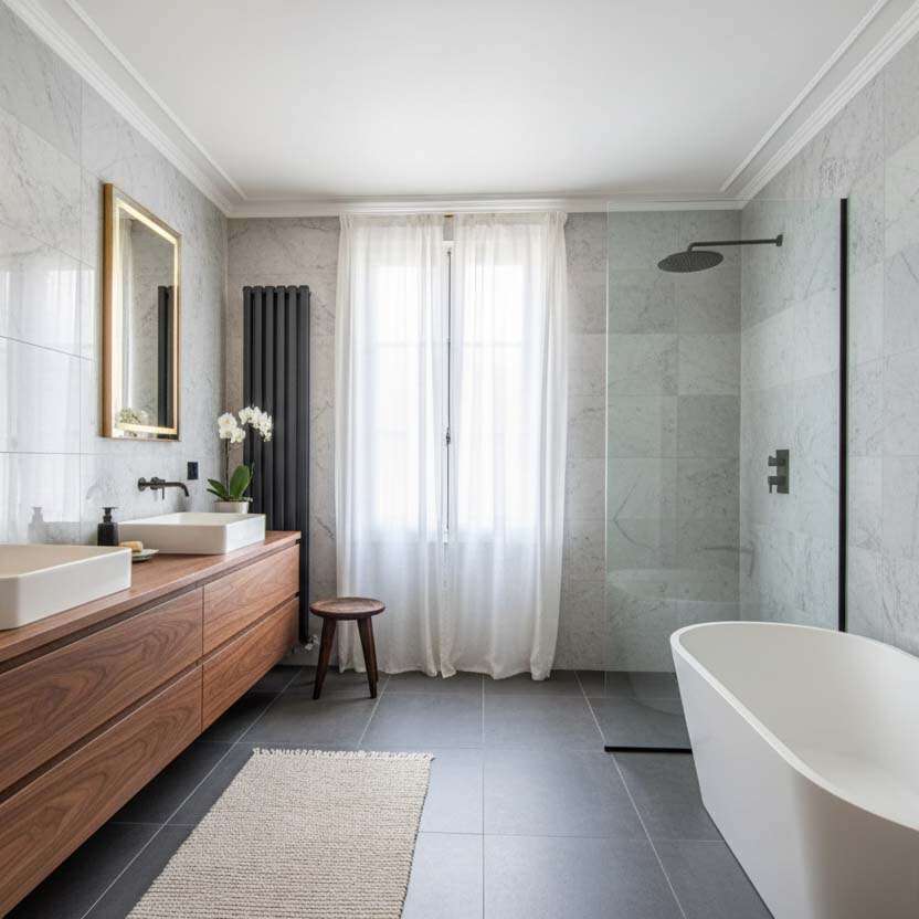 Salle de Bains rénovée à Marly le Roi par CHC Habitat